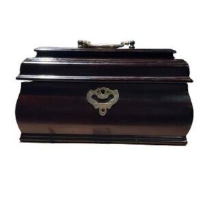 VINTAGE The Bombay Company Mahogany Wood Brass Handle Keepsake Box - EUC